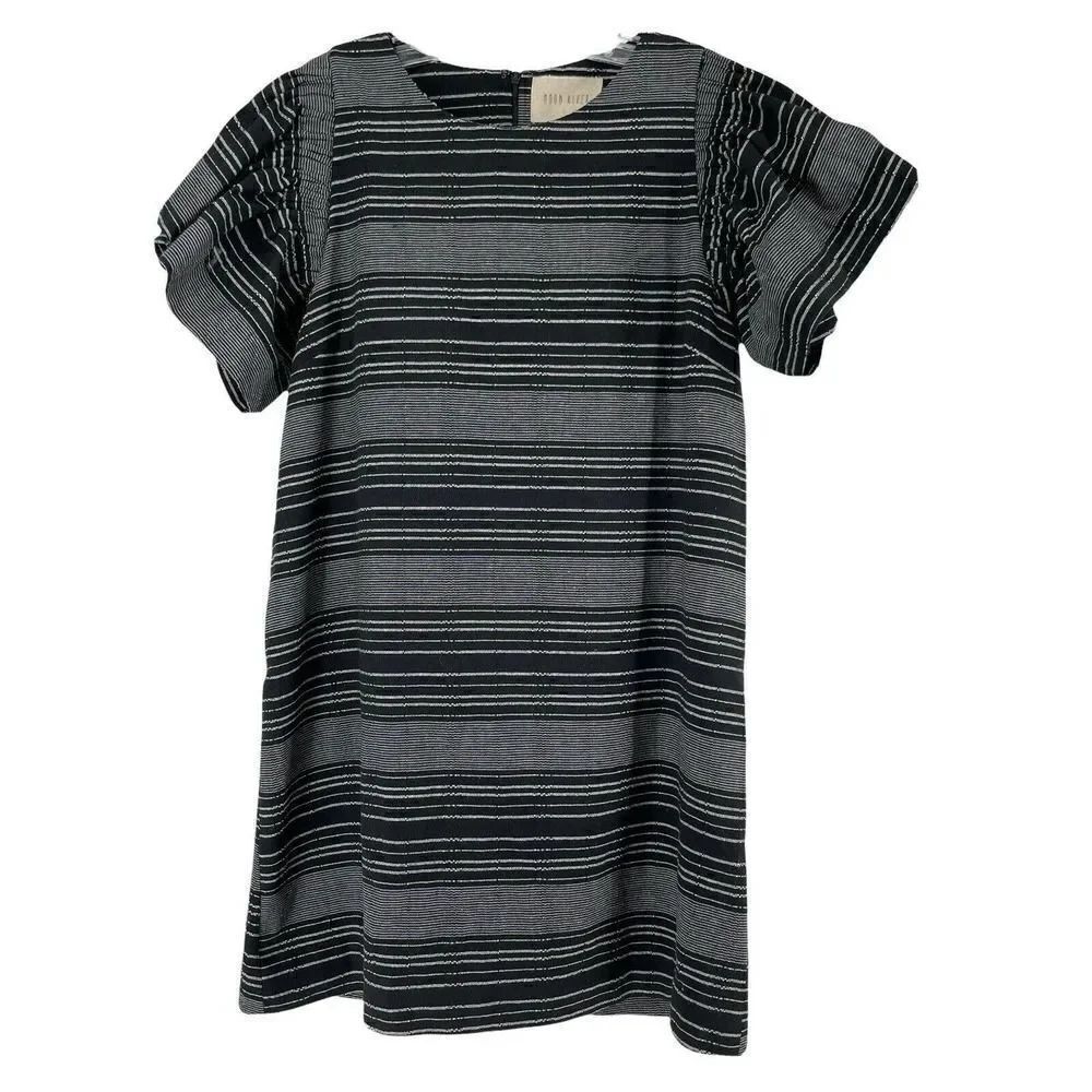 Moon River Dress Flutter Sleeve Black Striped Mini Casual Womens Size S Bohemian